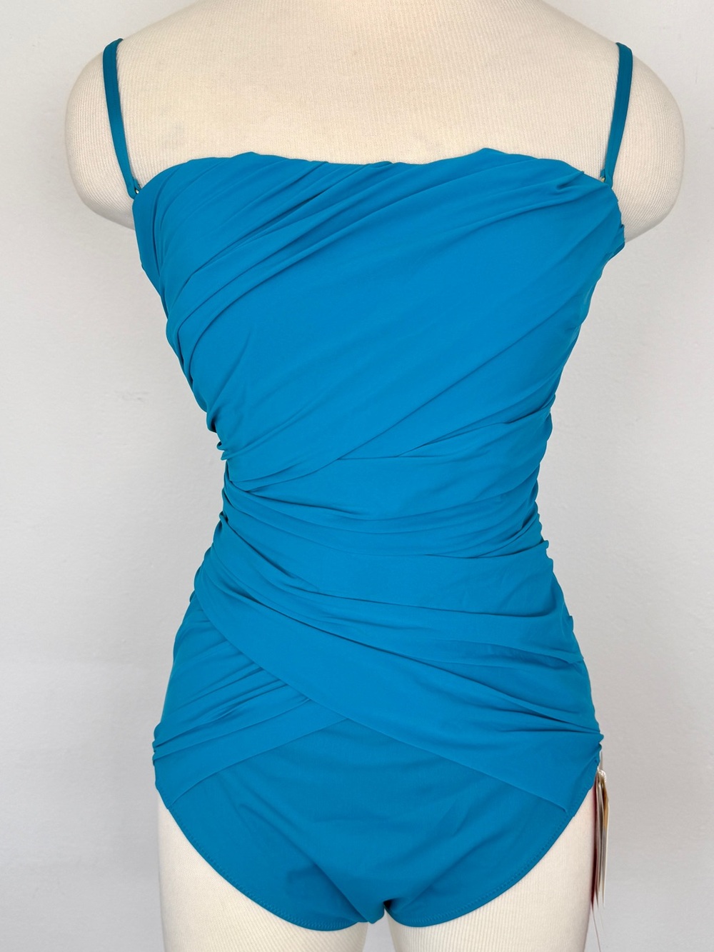 Gottex Size 14 Contour Aqua Ruched One Piece Swimsuit NWT